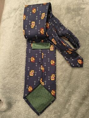 Navy Novelty Pattern Silk Tie